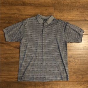 Pebble Beach Mens Polo Size L Blue 2-Ply Mercerized Cotton Geometric Golf